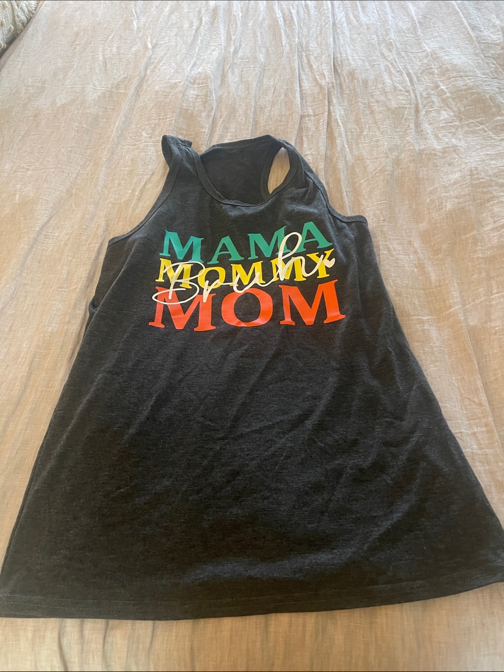Black Kids Tank Top with Colorful 'MAMA MOMMY MOM' Graphic